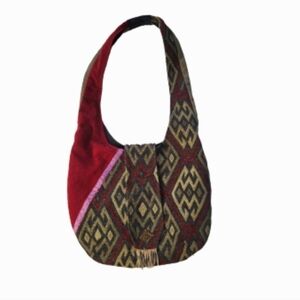 Suede Poluschka Hobo Shoulder Bag with Fringed Closure Flap